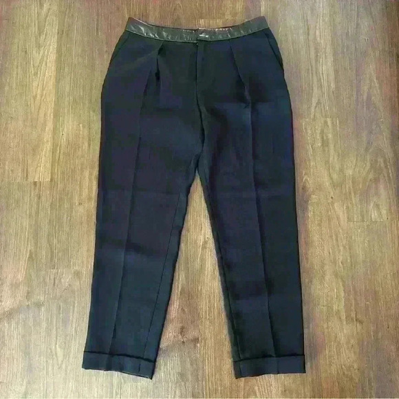 Rag & Bone cropped pants with faux leather on the waist size 4 in black . - Picture 1 of 10